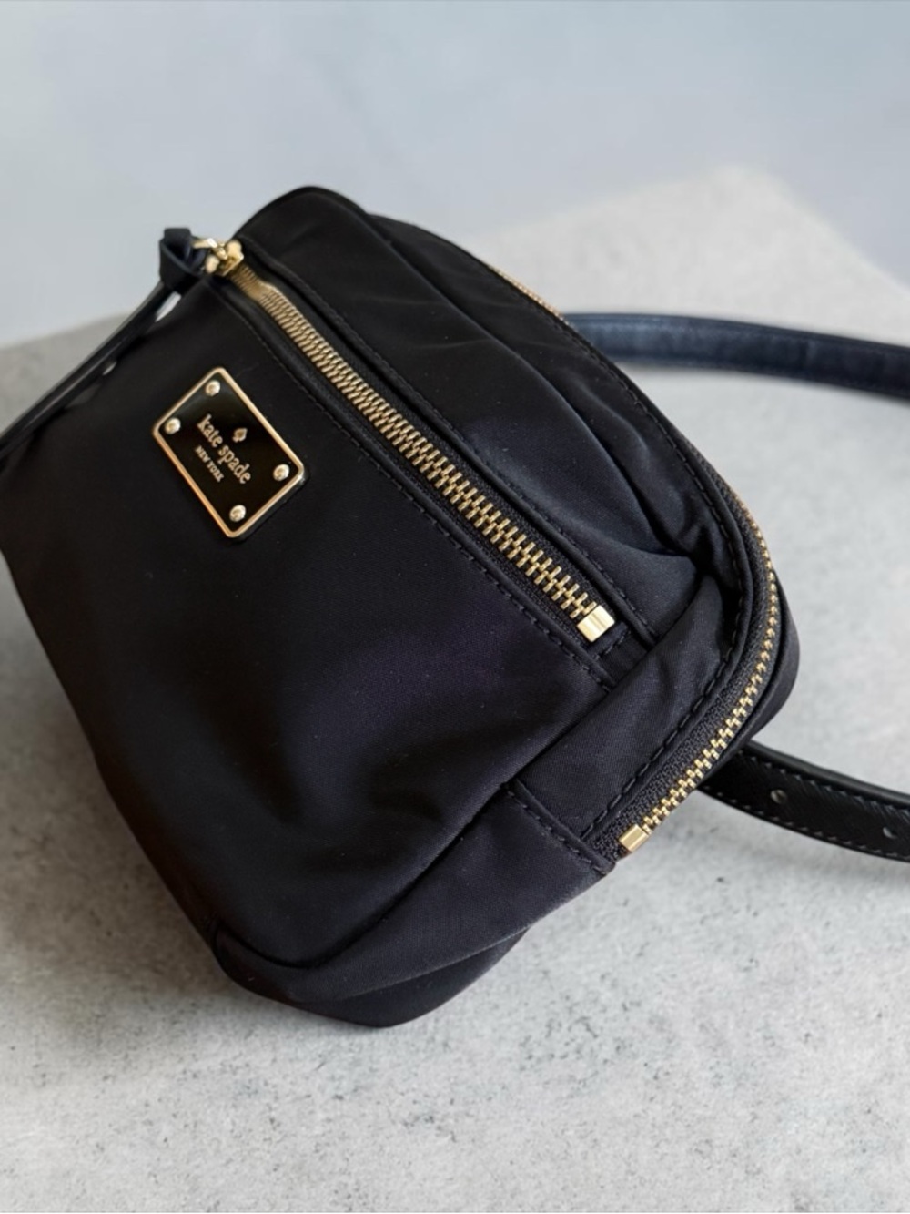 Authentic Kate Spade Black Nylon Zip Top Belt Bag Fanny Pack! One Size! - Picture 9 of 11